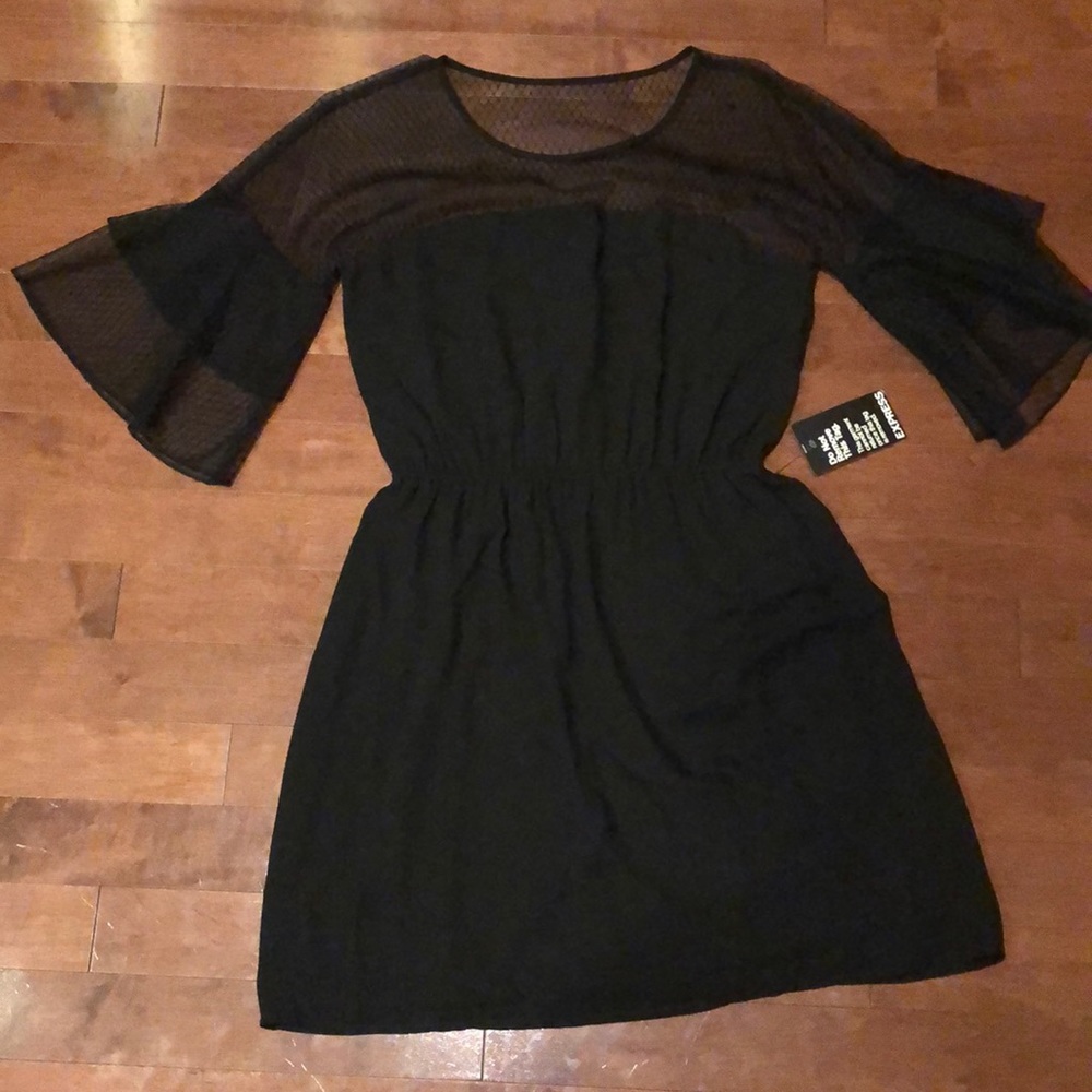 Express see through top polka dot dress